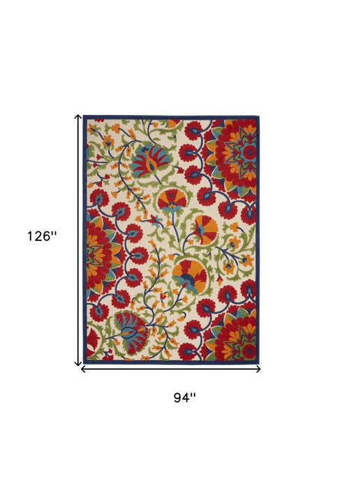 Red and Multicolor Indoor Outdoor Runner Rug